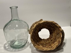 Vintage Wicker Wrapped 10.75&Prime; Demijohn Glass Wine Bottle