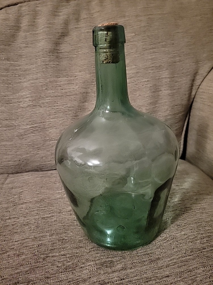 Vtg VIRESA Green Blue 10&Prime; Wine Jug Viresa Glass Bottle Carbon Demijohn Terrarium