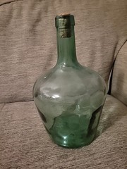 Vtg VIRESA Green Blue 10&Prime; Wine Jug Viresa Glass Bottle Carbon Demijohn Terrarium