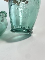 Vtg Cantine Vaselli Orvieto Clear Blue Green Wine Bottle 6&Prime; tall Orvieto