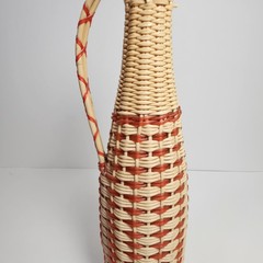 Vintage Valencia Colorful Wine Bottle Plastic Woven Wicker Spain MCM Bohemian