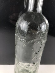 Vintage Pressed Glass Bottle Made in Spain Floral Motif