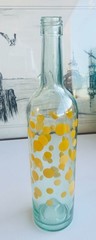 Vintage Mod Dot Yellow Polka Dot Blue Tinted Wine Bottle 750ml 12.5” MCM