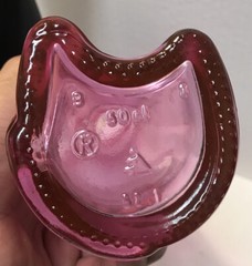2 Lot Happy Cat Clear Pink Black Tall Glass Bottle Vase Wine Product Germany 13”