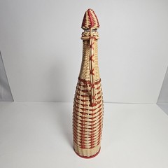 Vintage Valencia Colorful Wine Bottle Plastic Woven Wicker Spain MCM Bohemian
