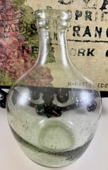 Vintage Pale Green Demijohn Wine Jug Bottle Hand Blown GALAXY of Encased Bubbles