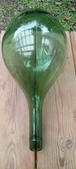 Antique Hand Blown Round Bottom Green Glass Wine Bottle