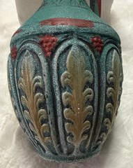 Ceramic Empty Wine Bottle Decor, Signed Beautiful Turquoise And Red