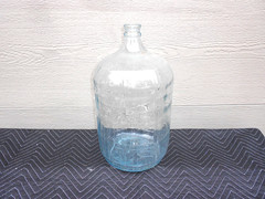 VINTAGE EMBOSSED HEAVY BLUE GLASS 5 GALLON WINE -WATER BOTTLE 19 x 10 in -XX 8 B