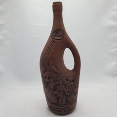 Georgian Ceramic Clay Red Wine Bottle / Decanter Vessel WITH Handle 3D Design