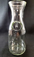 Embossed Since 1852 Glass 7” Wine Bottle Carafe Paul Masson w/Rectangle Lug