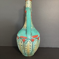 Vintage Medea Ceramic Turquoise Wine Bottle Decanter Jug Boho MCM Table Decor