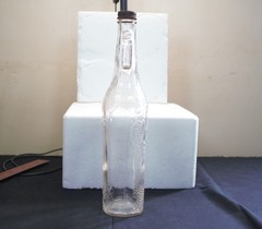 Vintage Garrett&rsquo;s American Wines embossed clear 1 quart wine bottle grapes