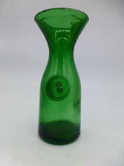 Antique Emerald Green Mold Blown Glass Wine Carafe Seal Bottle Roma 1/2 Litre