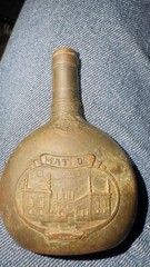 Vintage Mateus Rosé Portugal Brass Souvenir Flask Bottle Sogrape Embossed