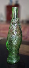 Vintage Italian Green Glass Fish Shaped Bottle Decanter 13&Prime;
