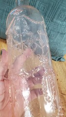 VTG Pink Tinted Glass Wine Empty Bottle Made in Italy Ornate Novelty Rare Find