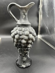 VGT Frosted Spanish Italian Molded Glass Decorative Carafe Wine Bottle w/ Grapes