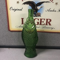 Large Vintage Green Fish Shaped Pescevino Bottle 13inch Wine