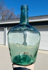 Vintage French Viresa Wine Bottle, Made In Spain, 12&Prime; Green Clear Glass “j”