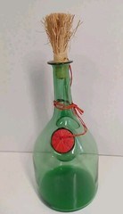 Vintage MCM Italian Hand Blown Green Wine Decanter w/ice Chamber Stopper 13&Prime; EUC
