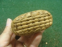 Old Wicker Wrapped Flat Bottle Vintage 6&Prime; No Cork Rustic Antique Whiskey Flask