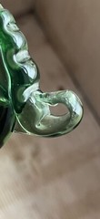 Beautiful Emerald Green Blown Handled Jug Decanter Vintage MCM Empoli