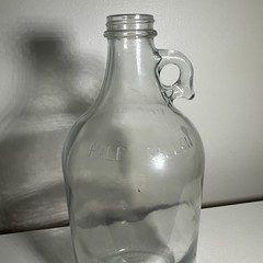 Vintage Rare Embossed Half Gallon Glass Wine Jug With Finger Hole