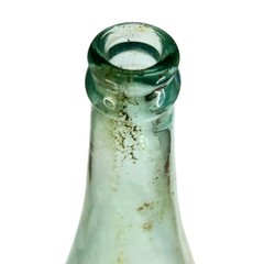 California Blair 13&Prime; Tall Vintage Glass Embossed Wine Bottle Green Tint Bubbles
