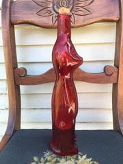 Empty Moselland Riesling HAPPY CAT Red Wine Bottle Kitsch Mosel Art Glass 13”