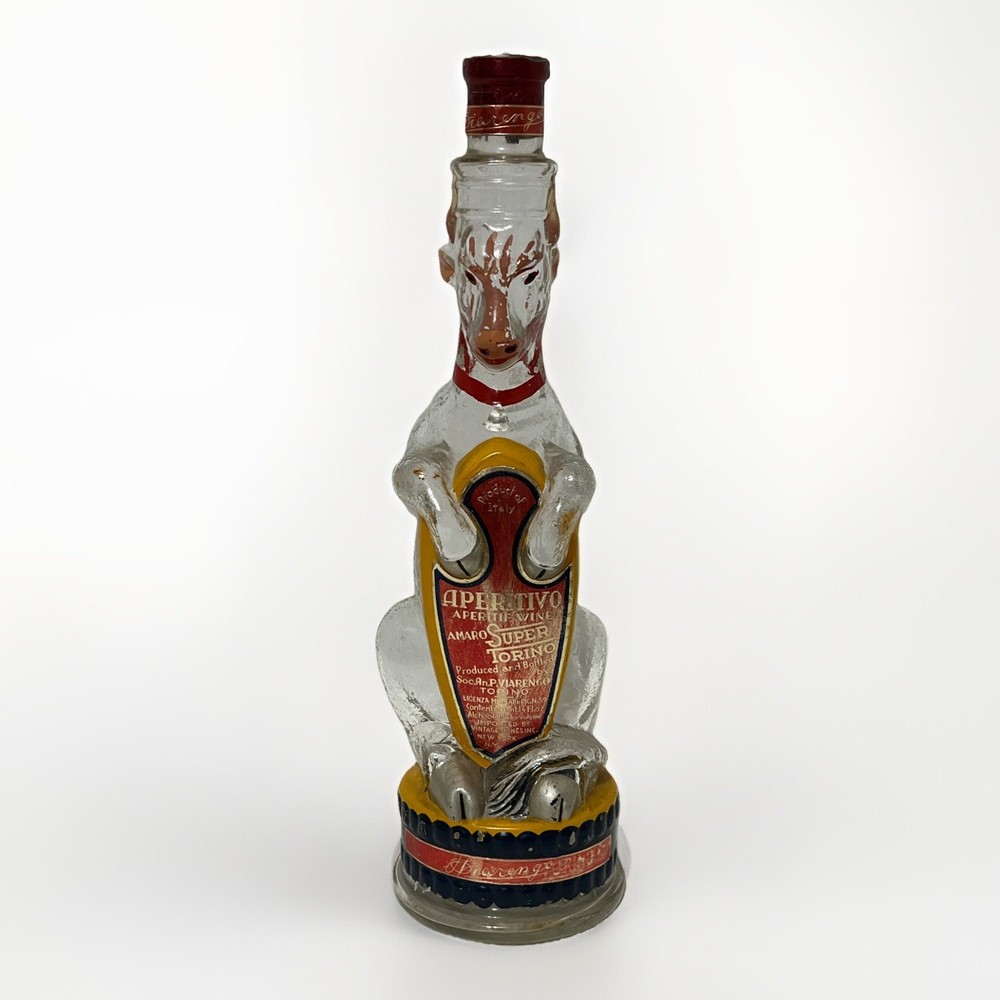 Rare HTF Italian Aperitivo Aperitif Wine Bottle Bull Horse Hand Painted Antique?