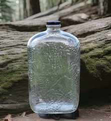 Vintage Glass Grapevine Embossed Wine Bottle Jar 1/2 Half Gallon Screw Lid GUC
