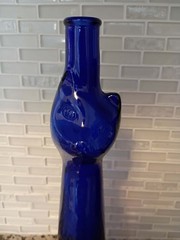 Vintage Cobalt Blue Glass Cat Bottle – Moselland Happy Cat German Riesling
