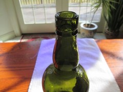 Antique Labeled Green Wine Bottle