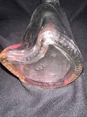 13” Happy Cat Mosell? Pink Gradient Wine Bottle Flower Vase Clear EUC No Label