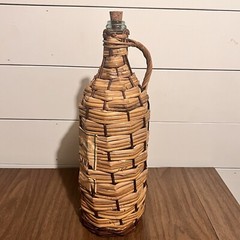 Achaia Clauss Retsina Wicker Wine Bottle 17” Greece Vintage