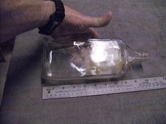 Vintage 4/5s Quart Clear Glass Wine ? Bottle, Screw top, No Label. see Picture