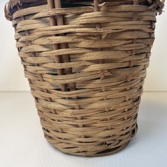 Vtg Wicker Wrapped Demijohn De Muller Spain Green Glass Wine Bottle 13” h x 9” w