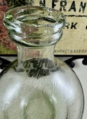 Vintage Pale Green Demijohn Wine Jug Bottle Hand Blown GALAXY of Encased Bubbles