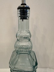 Vintage Pressed Glass Oil Vinegar Bottle Decanter w Metal Pour Spout