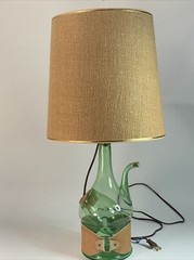 Hand Blown Lamp•Green Glass Wine Bottle Decanter With Chiller•Shade NOT Included