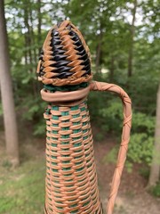 Vintage Plastic Wicker Wrapped Wine Bottle Decoration