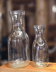 Vintage Paul Mason Caraf « Since 1852 » Clear Bottles Set of 1L and .5 L