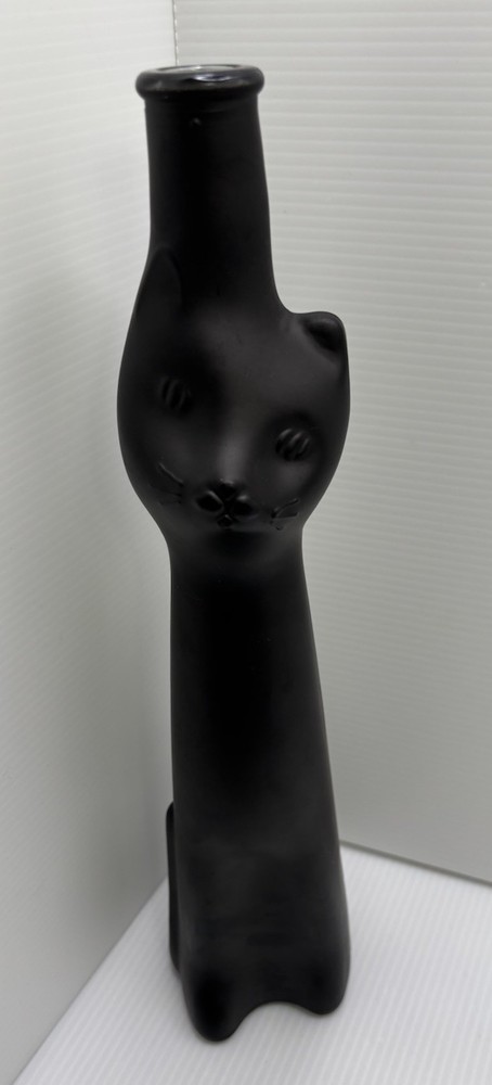Happy Cat Shaped Mosel Riesling Matte Black Wine Bottle-Meow 13 Inches