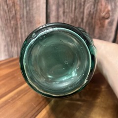 Clear Blue Green Grape Vineyard Design Wine Bottle 9” tall Rare Vintage