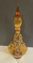 Vintage 16&Prime; MCM 1960s Italy Rossini Empoli Amber Fruit Genie Decanter Bottle 5