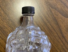 Clear Glass 6.5” Tall Bunch of Grapes Shape Vintage Wine Bottle
