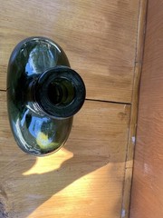 Hand Blown Dark Green Glass Wine Bottle