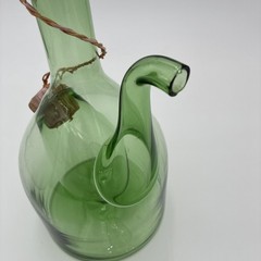 Vintage Wine Decanter Italian Demijohn Green Glass w/ Plugs and Ice Chamber