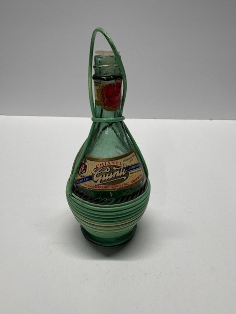 Vintage Mini Riccardo Giunti Italian Chianti Wine Bottle Ex Wicker wrapped 1950